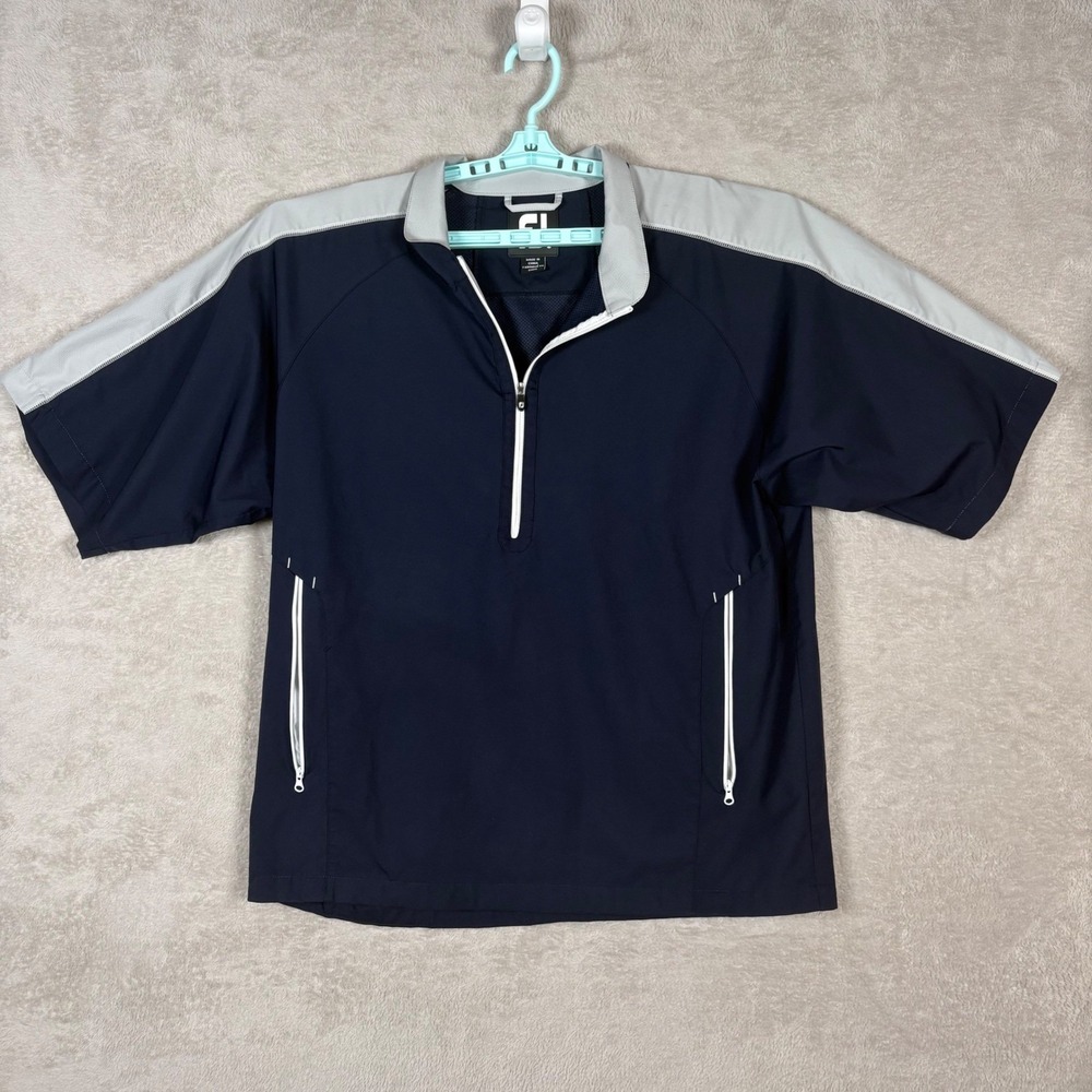 FootJoy Windshirt Mens Large Navy Blue Short Sleeve Golf Pullover Short Sleeve
